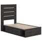 Ashley Hollivern Twin Panel Bed with Storage in Dark Gray, , large