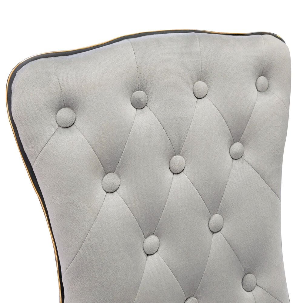Impressions Vanity Elise Tufted Vanity Chair with Cool Grey Cushion in Gold, , large
