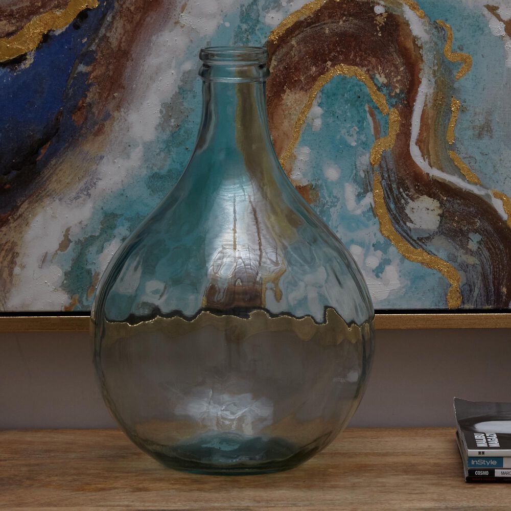 Maple and Jade 17&quot; x 11&quot; Farmhouse Glass Vase in Clear, , large