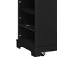 HOMLUX 47" Fluted Kitchen Island with Trash Can Storage Cabinet in Black and Natural, , large