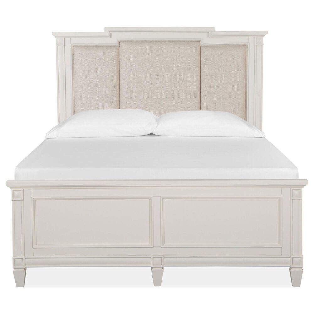 Nicolette Home Willowbrook Queen Panel Bed with Upholstered Headboard with Dresser, Chest, and Two Nightstands in Egg Shell White, , large