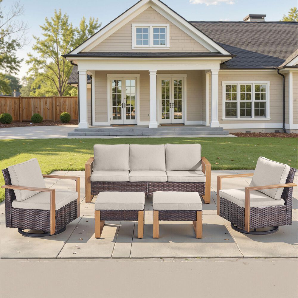 Sunwell Garden Patio Ottoman in Beige (Set of 2), , large