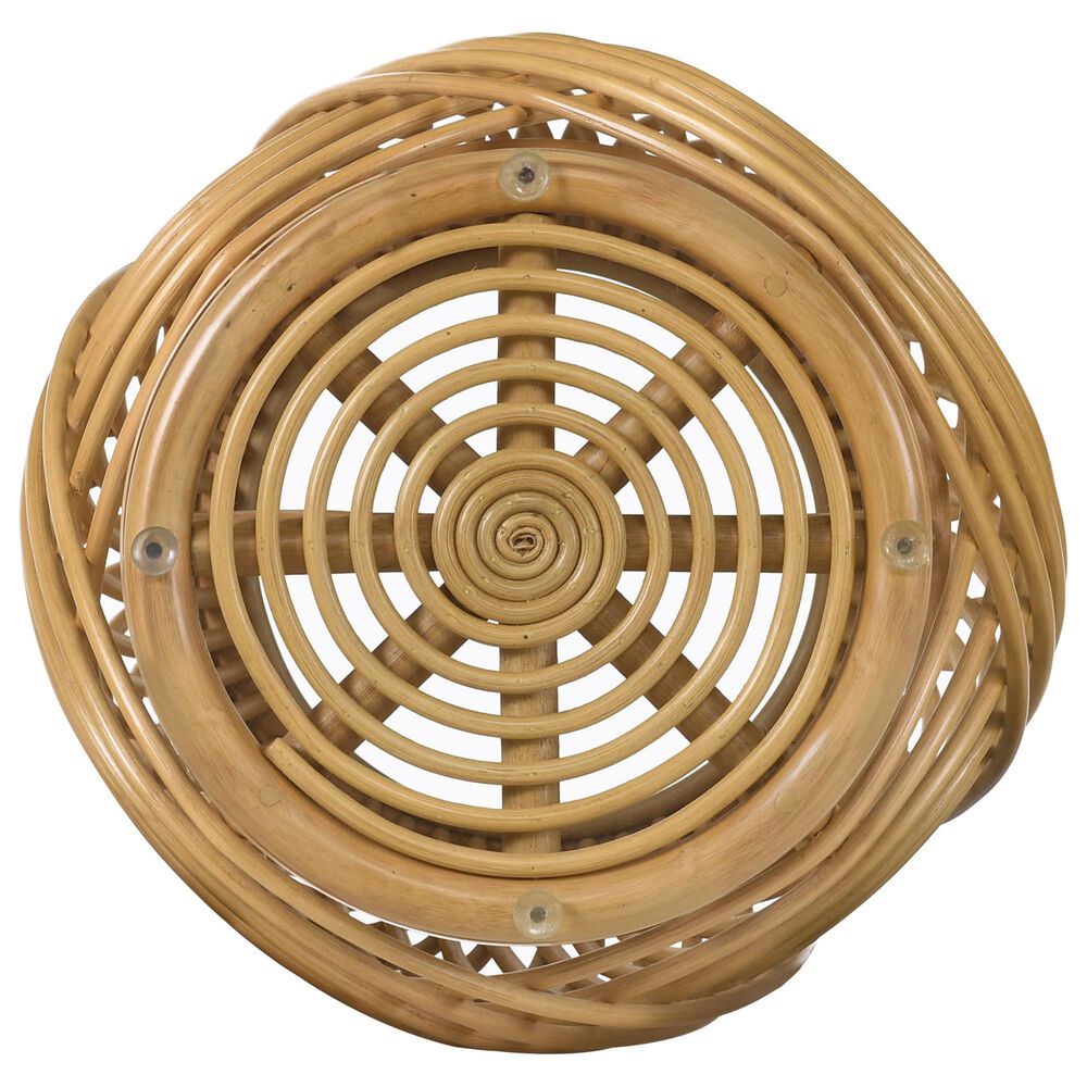 Pacific Landing Dahlia Round End Table in Natural Brown, , large