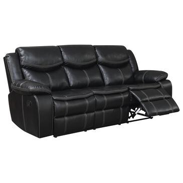 Furniture of America Monaghan Manual Reclining Sofa in Black, , large