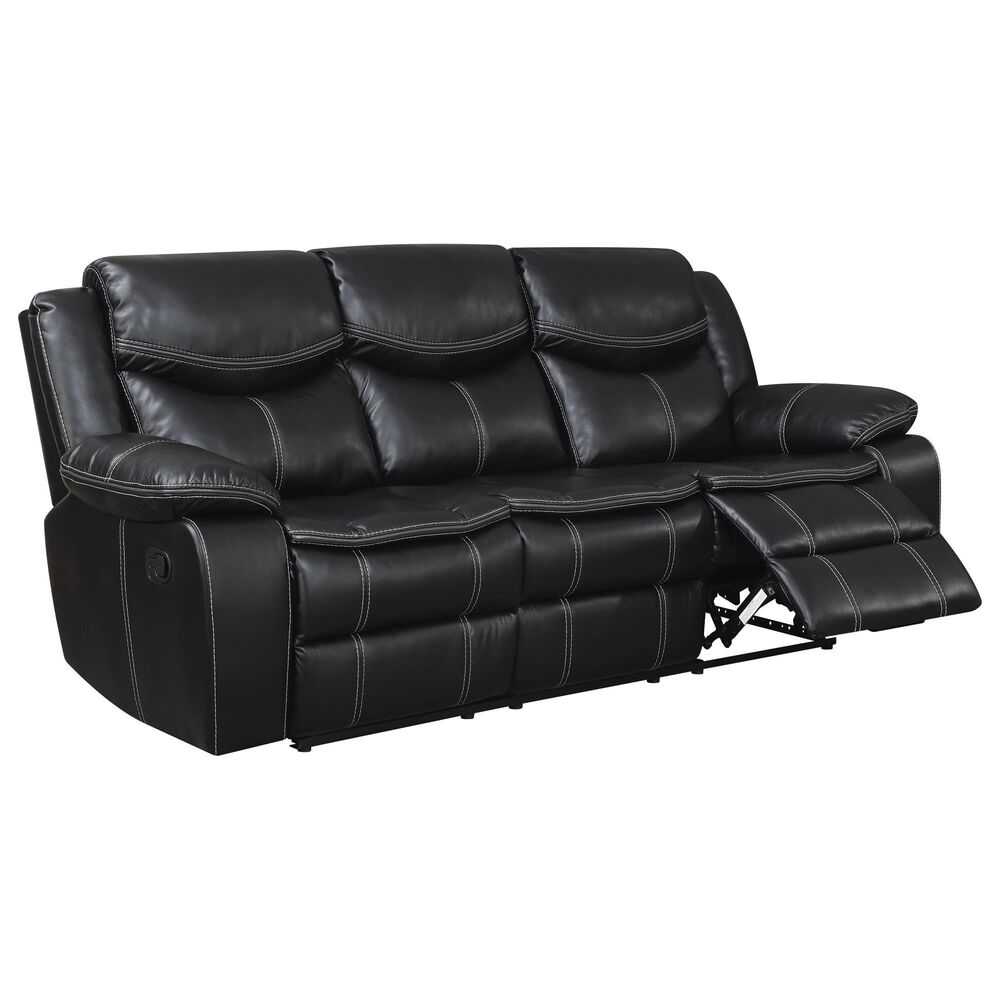 Furniture of America Monaghan Manual Reclining Sofa in Black, , large