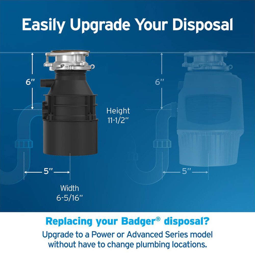 InSinkerator Badger 5 1/2 HP Garbage Disposal with Cord in Waterborne Gray Enamel, , large