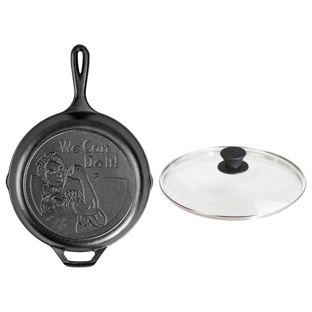 Lodge 10.25" Cast Iron Skillet with Glass Lid in Black and Clear, , large