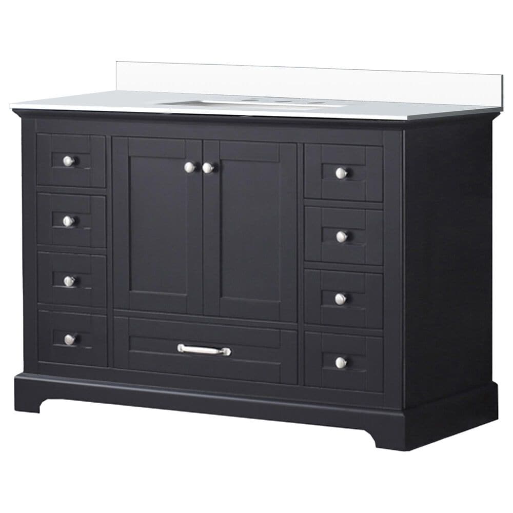 Lexora Home Dukes 48" Single Bathroom Vanity in Espresso with 2 cm White Cultured Marble Top and Rectangular Sink, , large
