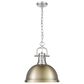 Golden Lighting Duncan 1-Light Pendant with Chain and Aged Brass Shade in Pewter, , large
