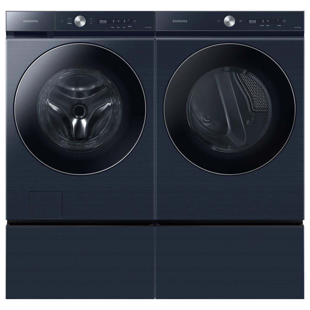 Samsung Bespoke 5.3 Cu. Ft. Front Load Washer and 7.6 Cu. Ft. Electric Dryer Laundry Pair in Brushed Navy, , large