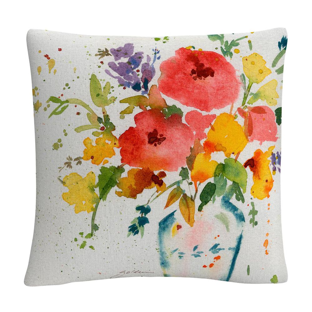 Timberlake Sheila Golden "White Vase With Bright Flowers" 16 X 16 Decorative Throw Pillow, , large