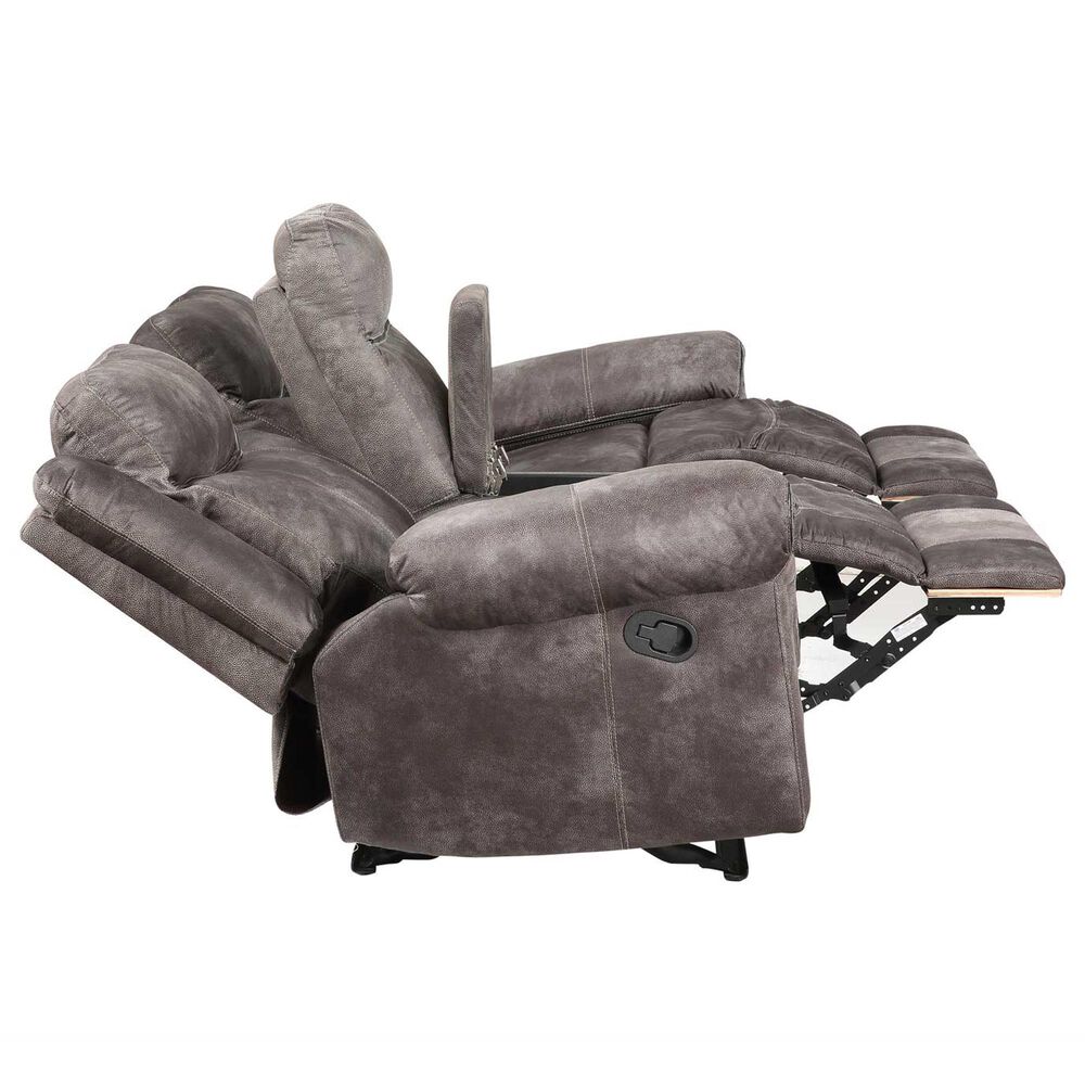 Steve Silver Nashville Manual Glider Recliner Console Loveseat in Grey, , large