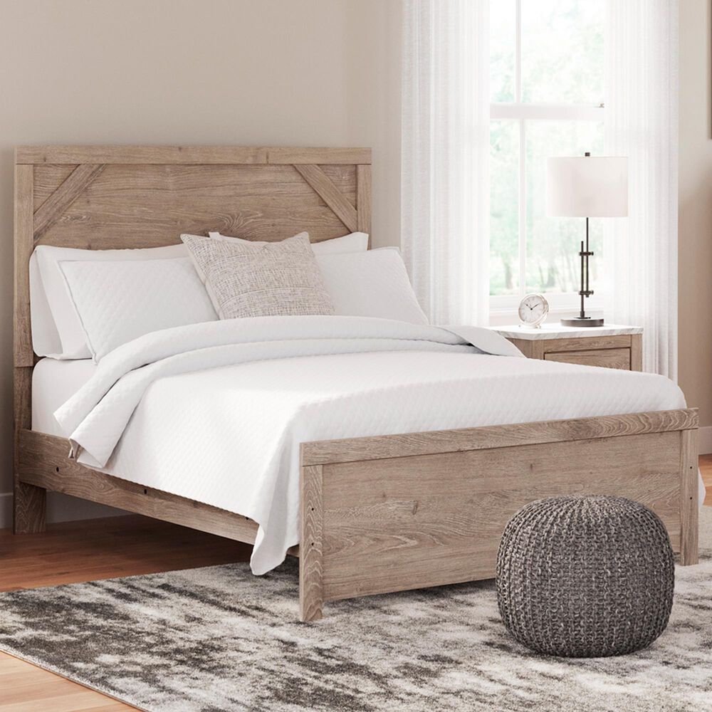 Ashley Senniberg Full Panel Bed in Light Browna and White, , large