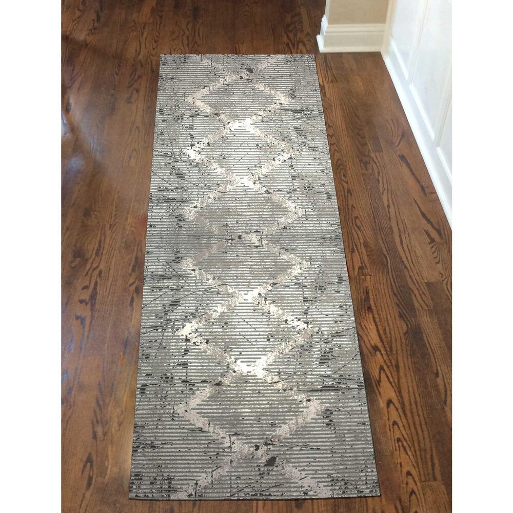 Radici USA Davide Geometric 2&#39;2&quot; x 7&#39;7&quot; Grey Area Rug, , large