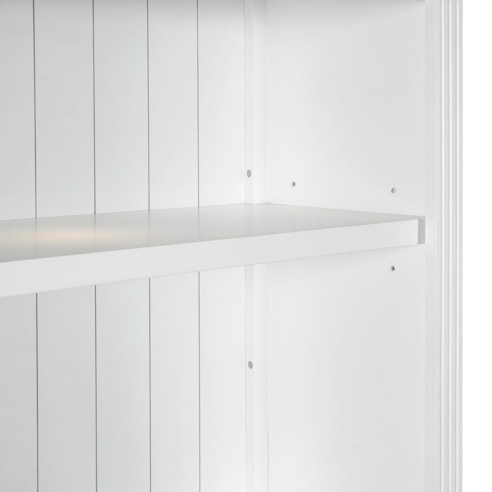 Hearth and Haven Writing Desk with Open Bookshelf and LED Lighting in White, , large