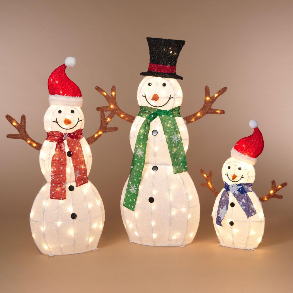 The Gerson Company 3-Piece UL Electric Lighted Holiday Snowman Family Set in Assort, , large