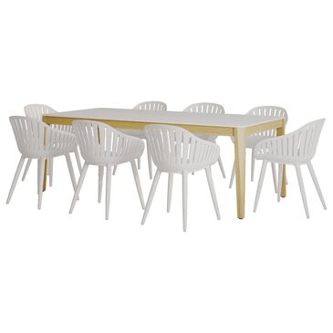 International Home Miami Cannes 9-Piece Dining Set with Aluminum Leg Chair in White and Brown, , large