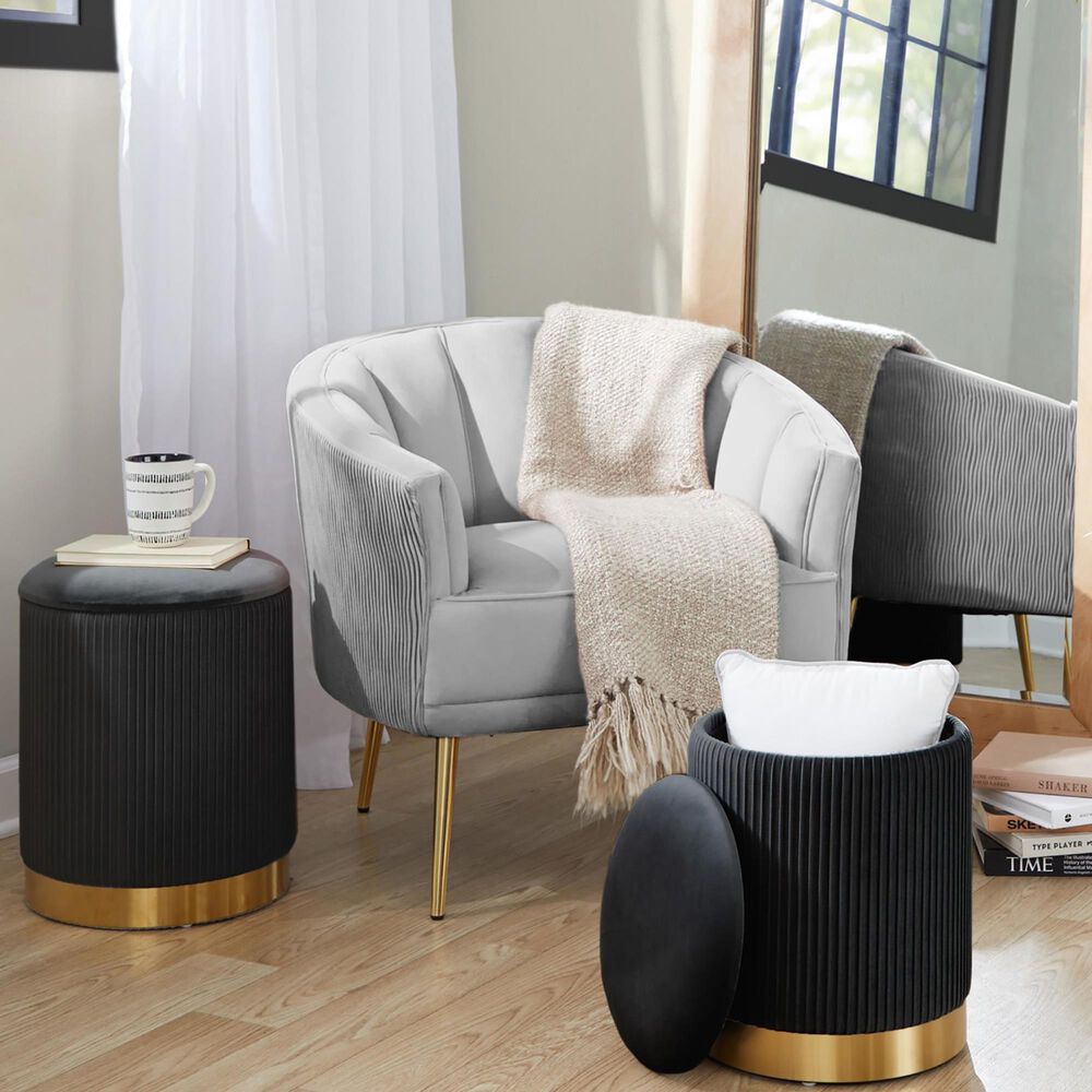 Lumisource Marla 2-Piece Nesting Ottoman Set in Black, , large