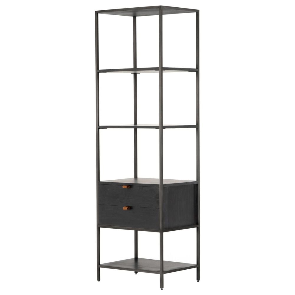 Four Hands Trey 4-Shelf Bookcase in Natural Iron and Black Wash Poplar, , large