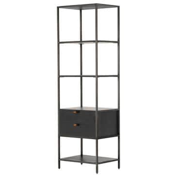Four Hands Trey 4-Shelf Bookcase in Natural Iron and Black Wash Poplar, , large