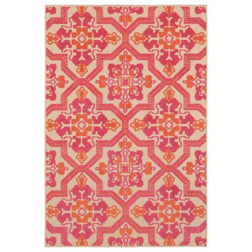 Oriental Weavers Cayman Sand and Pink 3"10" x 5"5" Indoor/Outdoor Area Rug, , large