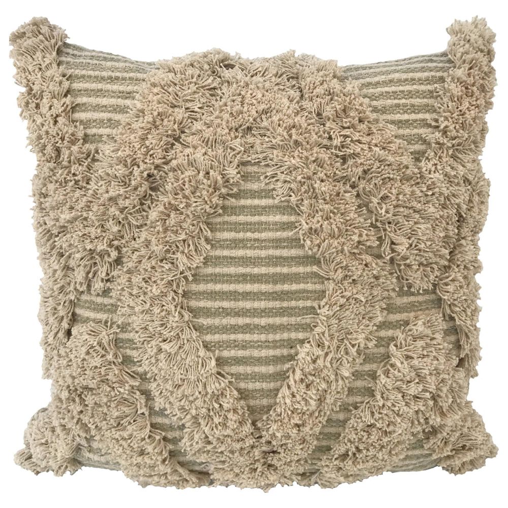 India House Boho 20" Square Throw Pillow in Evergreen, , large