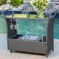 Hearth and Haven Bar Cart with Glass Top in Gray with Ice Tray, , large
