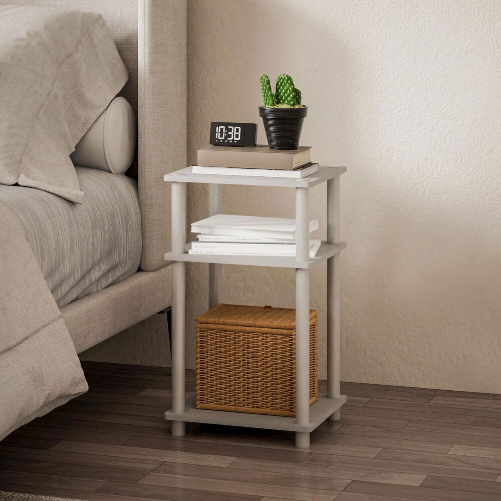 HOMLUX 3-Tier Turn-N-Tube End Table in White (Set of 2), , large