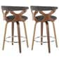 LumiSource Gardenia Swivel Fixed-Height Counter Stool with Charcoal Fabric Upholstery in Chrome and Walnut (Set of 2), , large