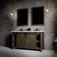 Lexora Home Marsyas 60" Double Bathroom Vanity in Rustic Brown with White Quartz Top and Rectangular Sinks, , large