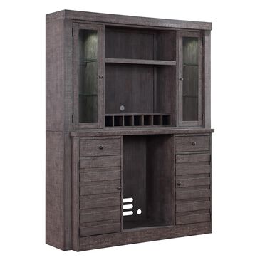 Radius Back Bar and Hutch in Distressed Dark Gray, , large