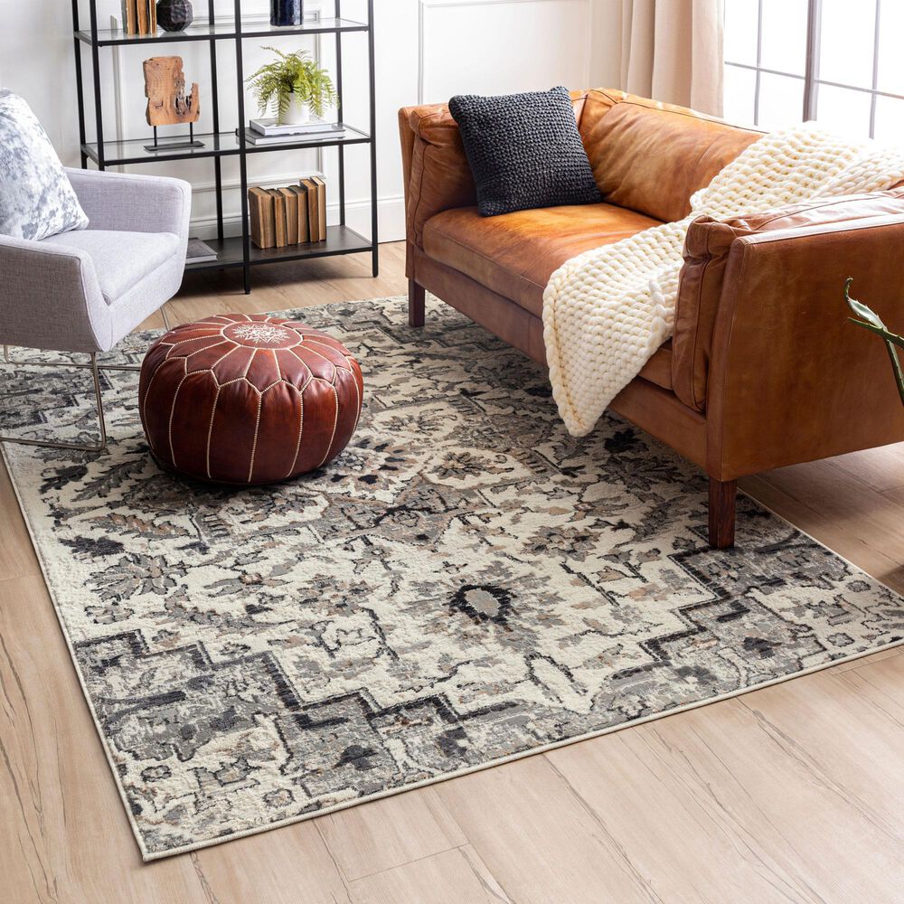 Karastan Cleo R1076 5&#39; 3&quot; X 8&#39; Light Grey Area Rug, , large
