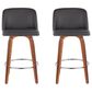 LumiSource Toriano Swivel Counter Stool with Grey Faux Leather Upholstery in Walnut and Chrome (Set of 2), , large