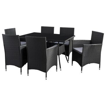 CorLiving Parksville 7-Piece Patio Closed Chair Dining Set in Black/Ash Gray, , large