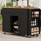 HOMLUX 86" Kitchen Island with Extendable Dining Table in Black, , large