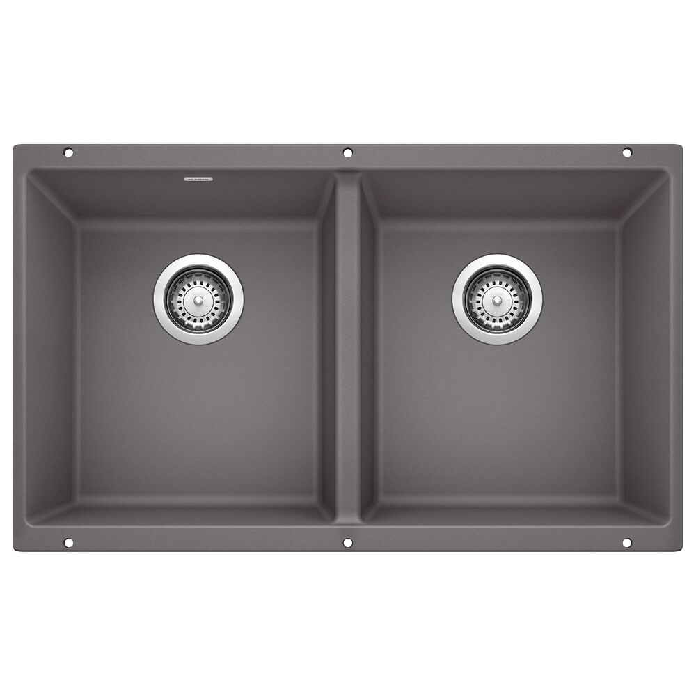 Blanco Precis 30" Equal Double Bowl Kitchen Sink in Cinder, , large