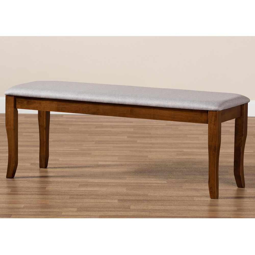 Baxton Studio Cornelie Dining Bench in Grey/Walnut, , large