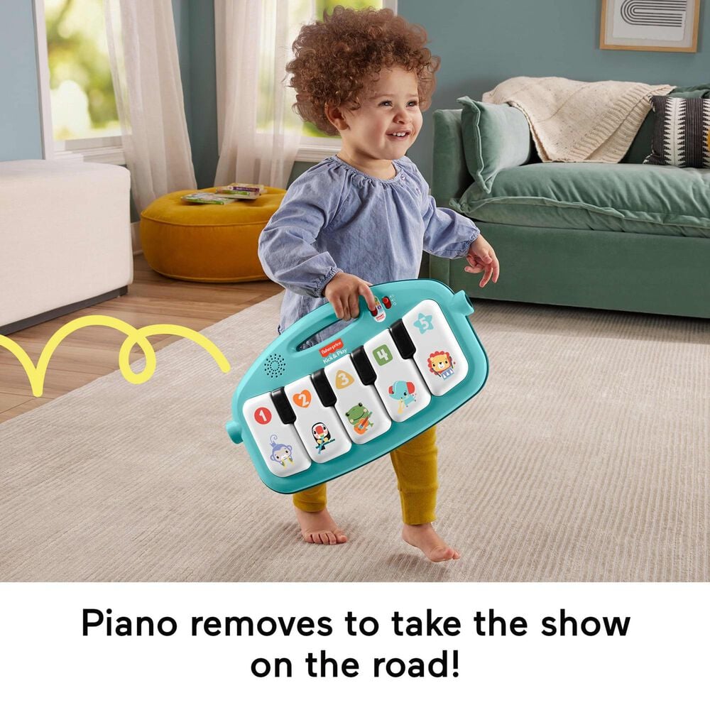 Fisher Price Glow and Grow Kick and Play Piano Gym Baby Playmat with Musical Learning Toy in Blue, , large