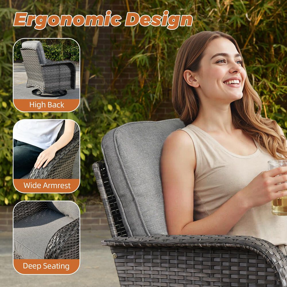 HOMLUX 7-Piece Patio Conversation Set in Dark Gray, , large