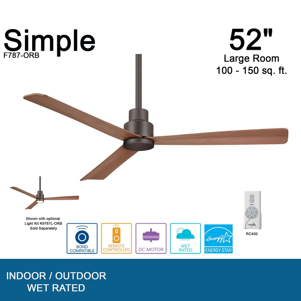 Minka-Aire Simple 52" Indoor/Outdoor Ceiling Fan in Oil Rubbed Bronze, , large