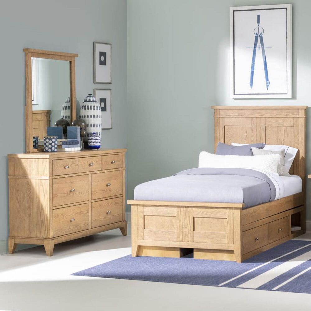 St Claire Home Today's Traditions 4 Piece Twin Platform Panel Bedroom Set in Natural Hickory, , large