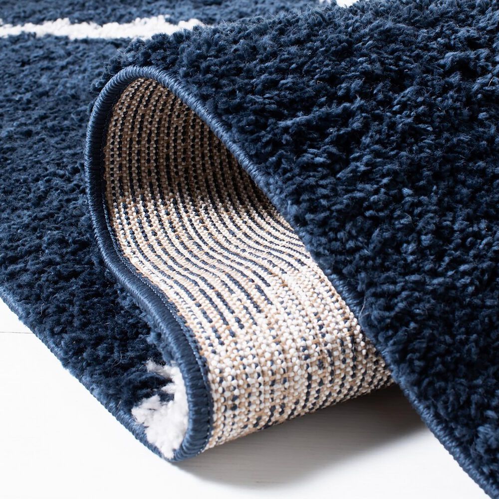 Safavieh August Shag 2&#39;2&quot; x 9&#39; Navy and Ivory Runner, , large