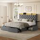 HOMLUX Full Upholstered Platform Storage Bed with Headboard Shelf and USB Charging Station in Gray, , large