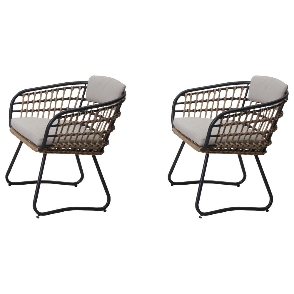 Hearth and Haven 7-Piece Outdoor Rectangular Dining Set with Beige Cushion in Black, , large