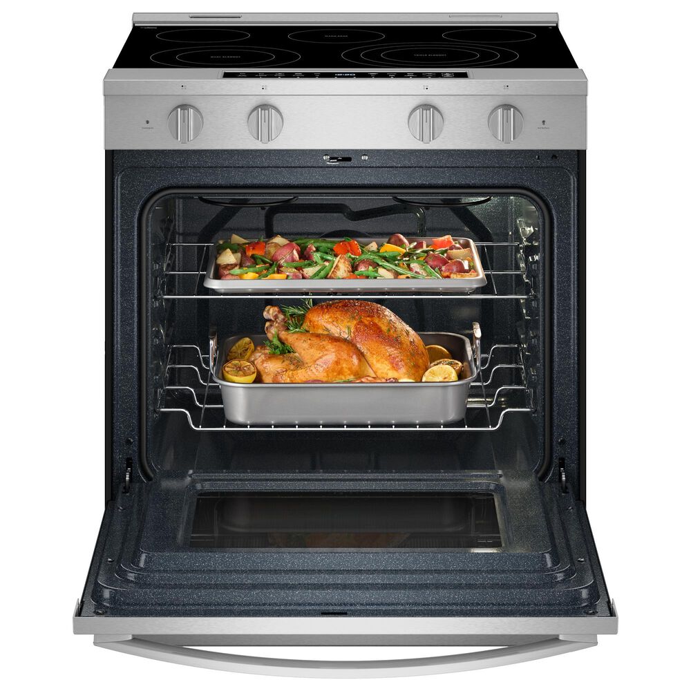 Whirlpool 2-Piece Kitchen Package with 5.3 Cu. Ft. Slide-in Electric Range and Over-the-Range Microwave in Fingerprint Resistant Stainless Steel, , large
