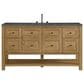 James Martin Vanities Breckenridge 60" Single Bathroom Vanity in Light Natural Oak with 3 cm Parisien Bleu Quartz Top and Rectangular Sink, , large