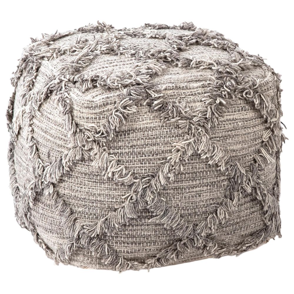 Blue Sun Designs Gansy Pouf in Grey Wool, , large