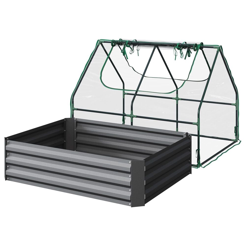 Timberlake Raised Garden Bed with Green House in Green, , large
