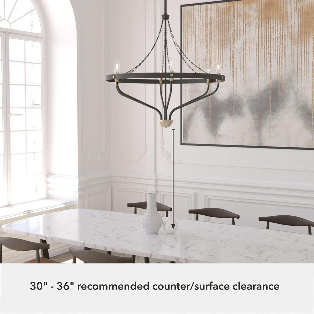Hunter Merlin 6-Light Chandelier in Rustic Iron and Alturas Gold, , large