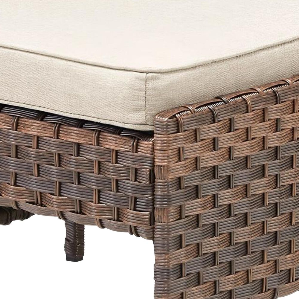 Sunwell Garden 14.4" Ottoman with Beige Cushion in Brown (Set of 2), , large